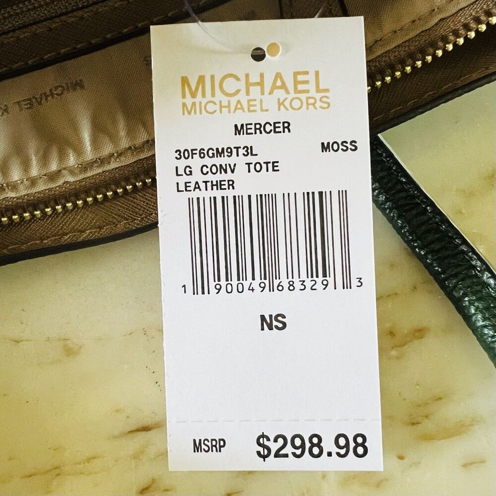 MICHAEL KORS STUDIO Mercer Moss Green Leather Large Convertible Tote Bag - Picture 13 of 13